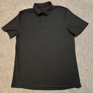 Lululemon ABC Polo Shirt Black Short Sleeve Mens Athletic Fit Size L